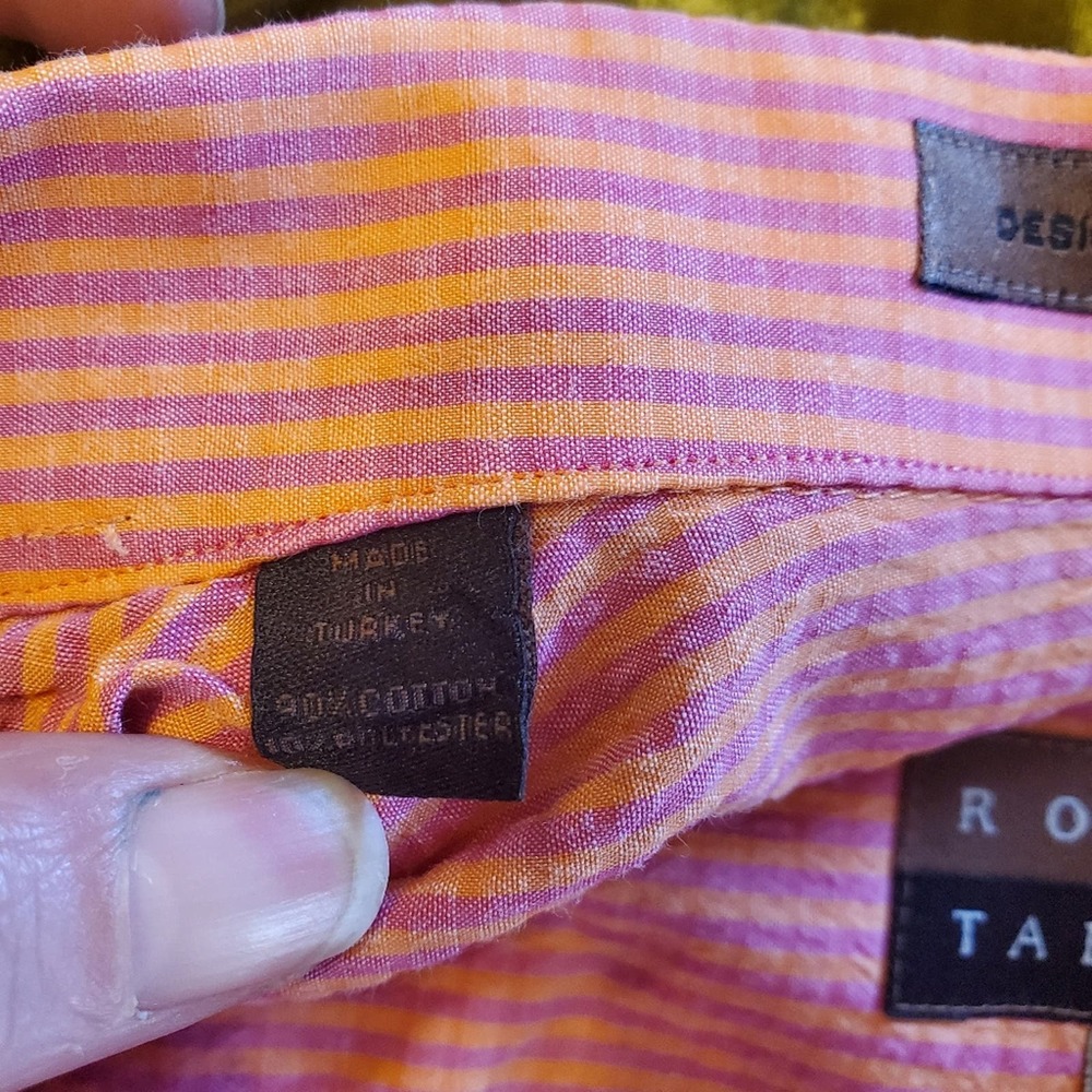 Robert Talbott Orange And Pink Button Down Short … - image 7